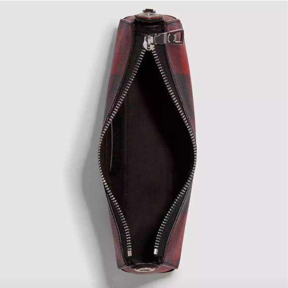 COACH Jes Baguette With Buffalo Plaid Purse Crossbody Bag Red/Black - Picture 5 of 13